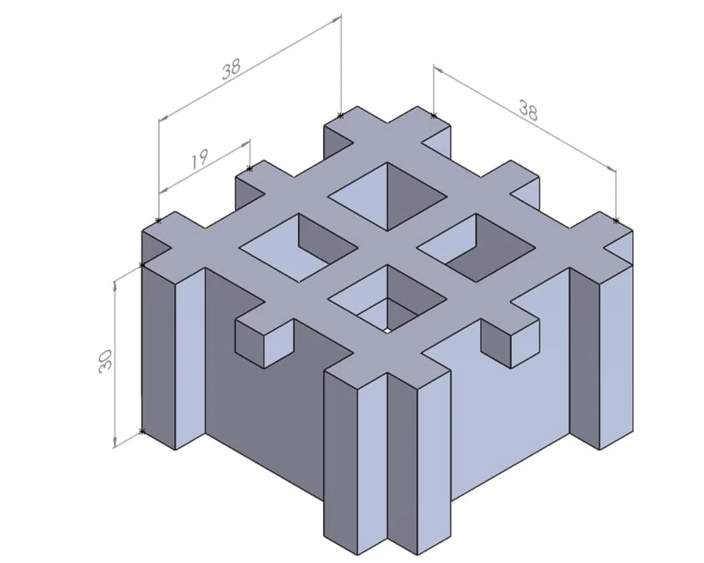 0.75" x 0.75" x 1" H Standard